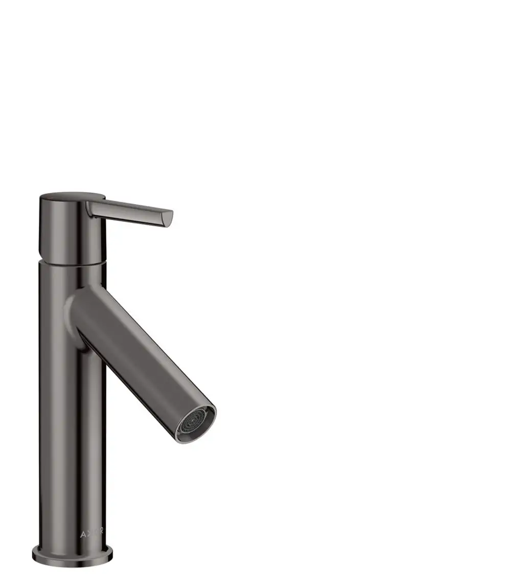 Einhebel-Waschtischmischer in Polished Black Chrome von AXOR, mit seitlichem Hebelgriff und abgewinkeltem Auslauf. Minimalistisches Design, geeignet für moderne Badkonzepte.